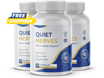 Quiet Nerves supplement bottle — 90 capsules of nerve health support
